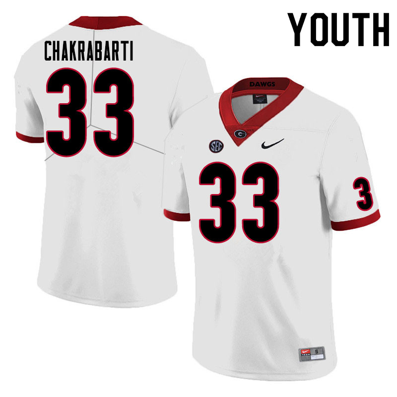 Youth #33 Kaustov Chakrabarti Georgia Bulldogs College Football Jerseys Sale-White